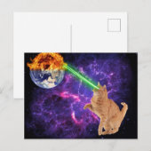 Grappige Kat in de Ruimtemelkweg Laser Aarde Briefkaart (Voorkant / Achterkant)
