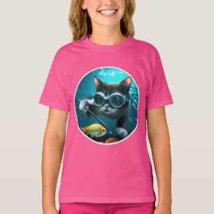 Grappige Kat in het Aquarium T-shirt
