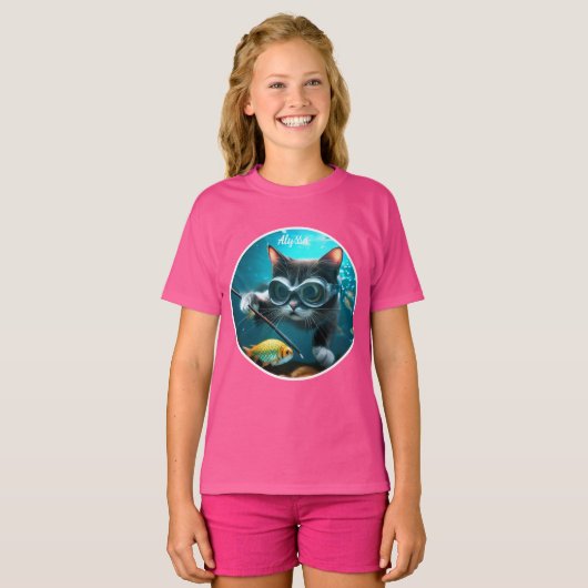Grappige Kat in het Aquarium T-shirt (Voorkant volledig)