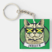 Grappige kat in Jamaica Zonnebril Sleutelhanger (voorkant)