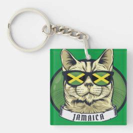 Grappige kat in Jamaica Zonnebril Sleutelhanger