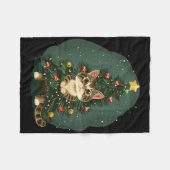 Grappige kat in kerstversiering kostuum voor jonge fleece deken (Voorkant (Horizontaal))