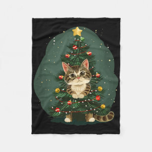 Grappige kat in kerstversiering kostuum voor jonge fleece deken