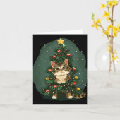 Grappige kat in kerstversiering kostuum voor jonge kaart (Gele Bloem)