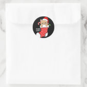 Grappige kat in kous kerst kat Kerstmis Ronde Sticker (Tas)