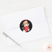 Grappige kat in kous kerst kat Kerstmis Ronde Sticker (Envelop)