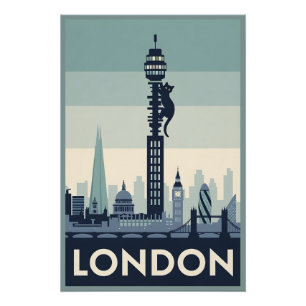 Grappige kat in Londen Perfect Poster