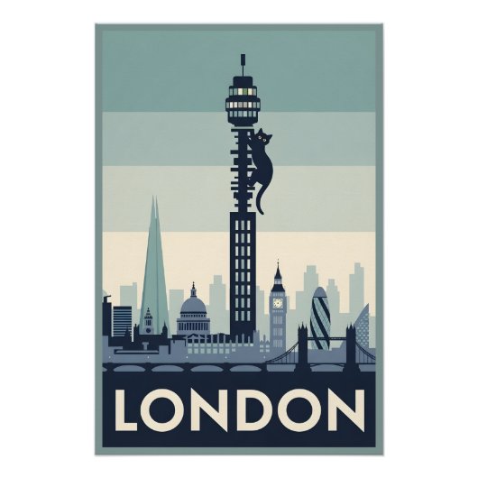 Grappige kat in Londen Perfect Poster (Voorkant)
