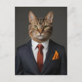 Grappige kat in pak briefkaart (Voorkant)