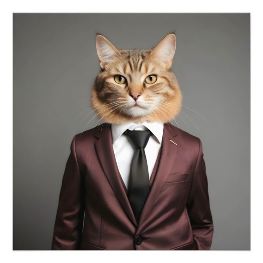 Grappige kat in pak foto afdruk (Voorkant)