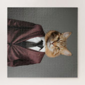 Grappige kat in pak legpuzzel (Horizontaal)