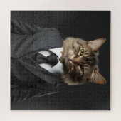 Grappige kat in pak legpuzzel (Horizontaal)