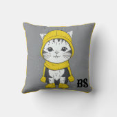 Grappige kat in regenlaarzen - Humor Kussen (Achterkant)