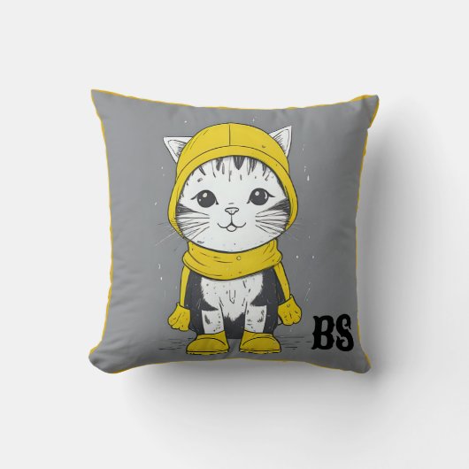 Grappige kat in regenlaarzen - Humor Kussen (Voorkant)