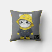 Grappige kat in regenlaarzen - Humor Kussen (Achterkant)