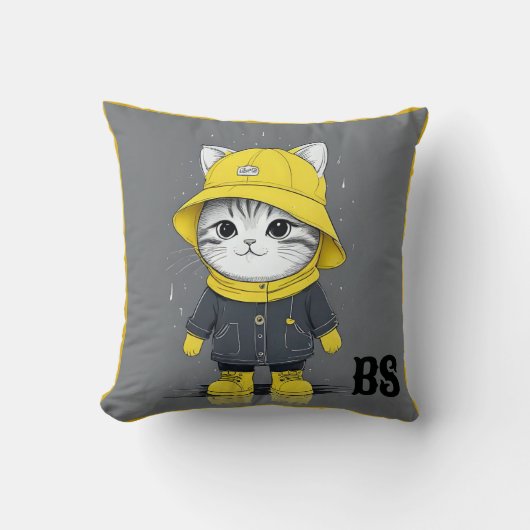 Grappige kat in regenlaarzen - Humor Kussen (Voorkant)