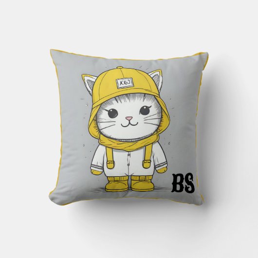 Grappige kat in regenlaarzen - Humor Kussen (Voorkant)