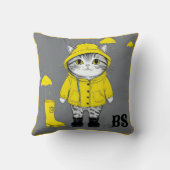 Grappige kat in regenlaarzen - Humor Kussen (Achterkant)