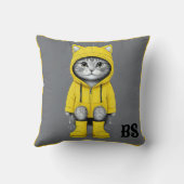 Grappige kat in regenlaarzen - Humor Kussen (Achterkant)