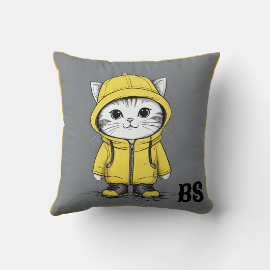 Grappige kat in regenlaarzen - Humor Kussen (Achterkant)