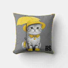 Grappige kat in regenlaarzen - Humor Kussen