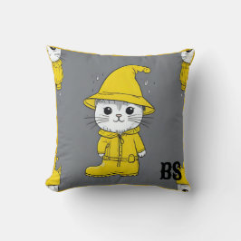 Grappige kat in regenlaarzen - Humor Kussen