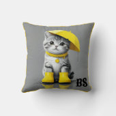 Grappige kat in regenlaarzen - Humor Kussen (Achterkant)