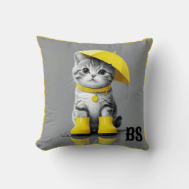 Grappige kat in regenlaarzen - Humor Kussen