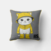 Grappige kat in regenlaarzen - Humor Kussen (Achterkant)