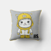 Grappige kat in regenlaarzen - Humor Kussen (Achterkant)