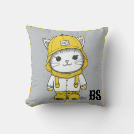 Grappige kat in regenlaarzen - Humor Kussen