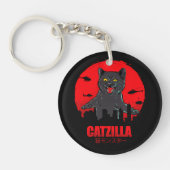 Grappige Kat Japanse Thematische Catzilla Monster Sleutelhanger (Voorkant)