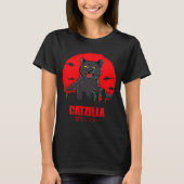 Grappige Kat Japanse Thematische Catzilla Monster T-shirt (Voorkant)