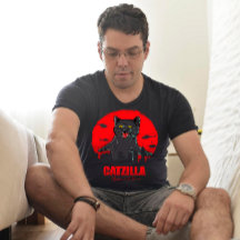 Grappige Kat Japanse Thematische Catzilla Monster