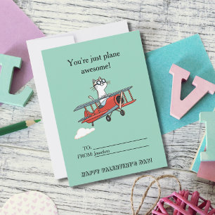 Grappige kat Jouw vliegtuig geweldige Valentijnsda Feestdagenkaart
