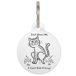 Grappige Kat 'Kan een Schepje Niet Vasthouden' Hon Huisdierpenning