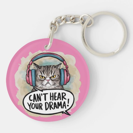 Grappige kat kan je drama niet horen sleutelhanger (Achterkant)