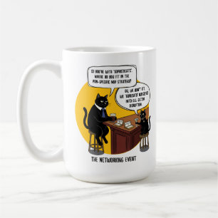 Grappige kat kantoor humor netwerkevenement meme c koffiemok