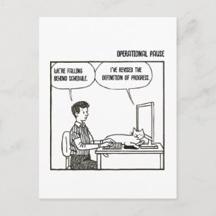 Grappige kat kantoorwerk humor zakelijke cartoon briefkaart