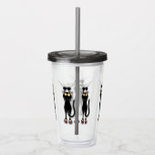 Grappige kat Karakter krabt aan Stof Acryl Drinkbeker (Rechts)