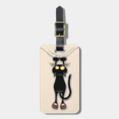 Grappige kat Karakter krabt aan Stof Bagagelabel (Voorkant verticaal)