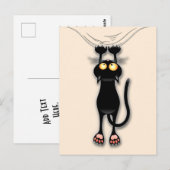 Grappige kat Karakter krabt aan Stof Briefkaart (Voorkant / Achterkant)