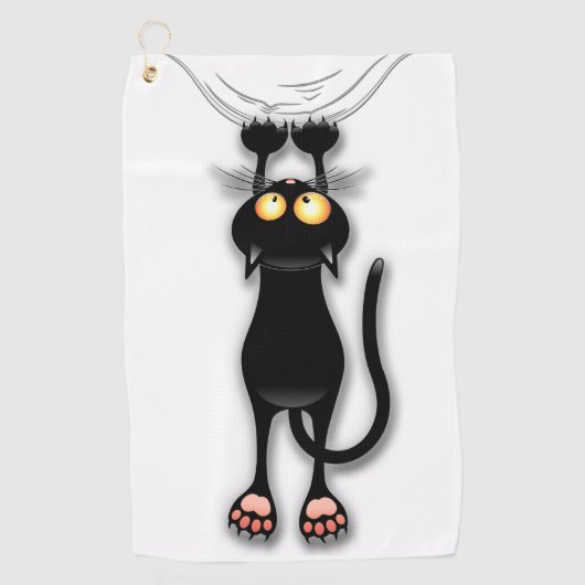 Grappige kat Karakter krabt aan Stof Golfhanddoek (Voorkant)