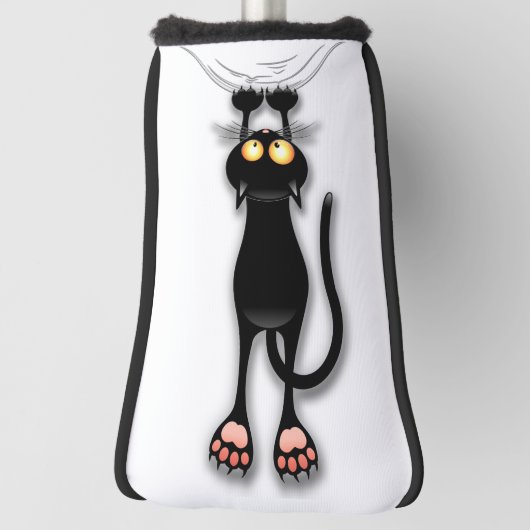 Grappige kat Karakter krabt aan Stof Golfheadcover (Draai 90)