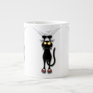 Grappige kat Karakter krabt aan Stof Grote Koffiekop