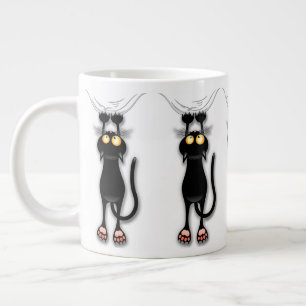 Grappige kat Karakter krabt aan Stof Grote Koffiekop