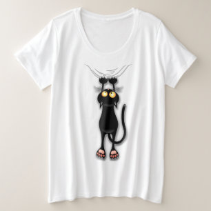Grappige kat Karakter krabt aan Stof Grote Maat T-shirt