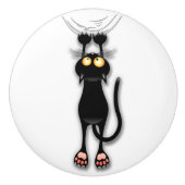 Grappige kat Karakter krabt aan Stof Keramische Knop (Voorkant)