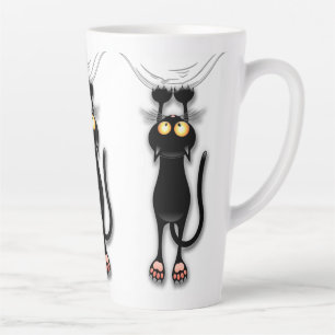 Grappige kat Karakter krabt aan Stof Latte Mok