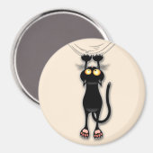 Grappige kat Karakter krabt aan Stof Magneet (Voorkant / Achterkant)